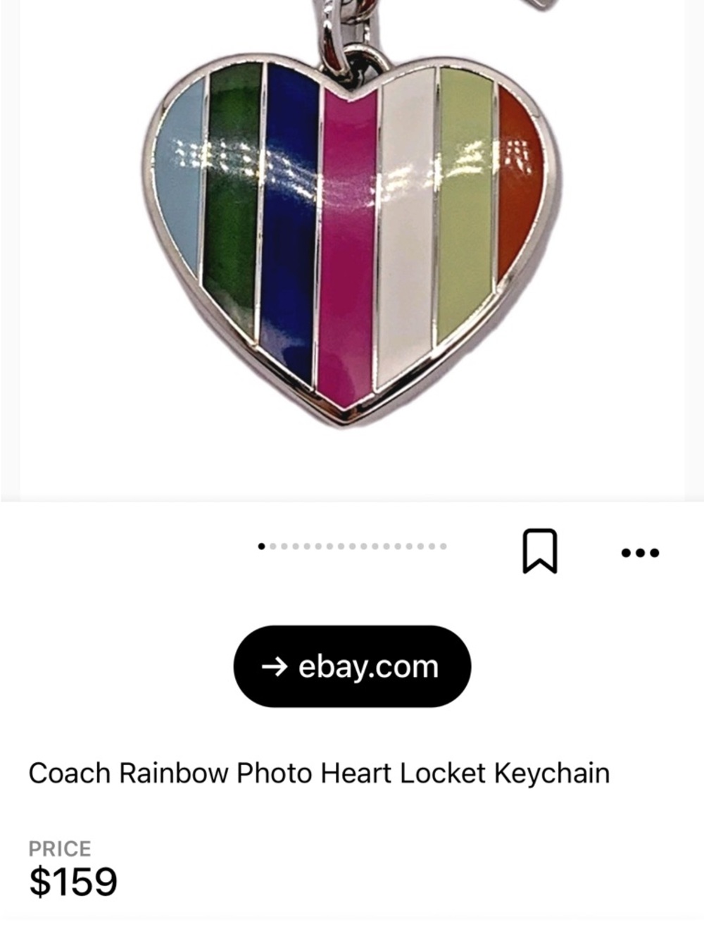 Coach legacy Striped Heart shaped locket Keyring - Picture 6 of 6